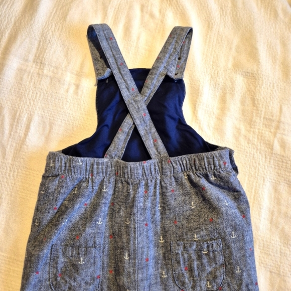 Janie and Jack boys 18-24 months overalls chambray lined, stars & anchors VGUC - Picture 5 of 11